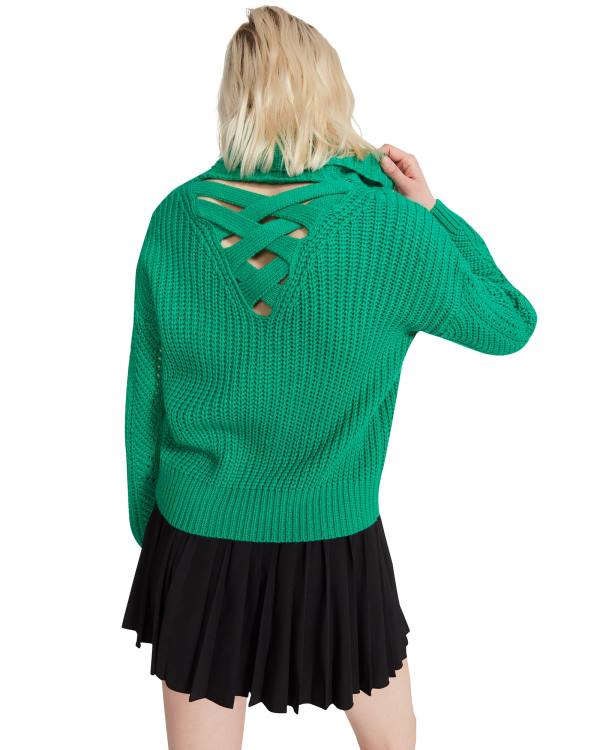 Steve Madden Cross Back Turtleneck Trui Topjes Dames Groen | SM-280QC