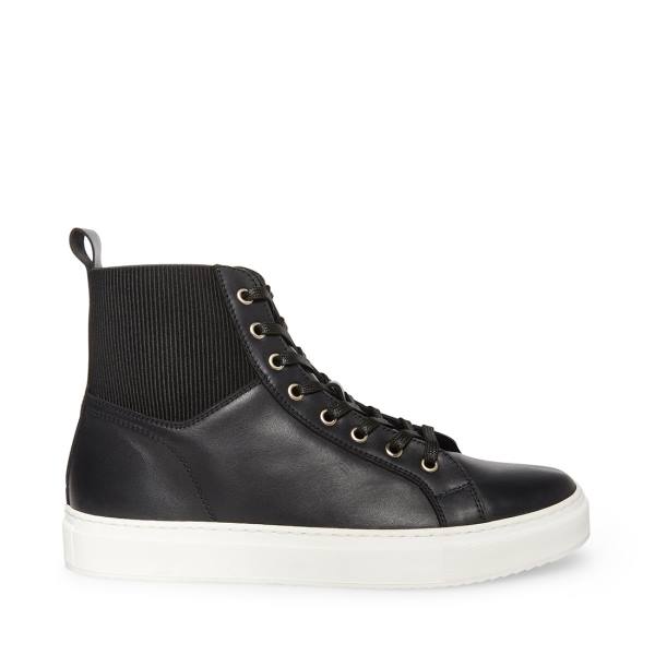 Steve Madden Dante Leren Sneakers Heren Zwart | SM-056WP