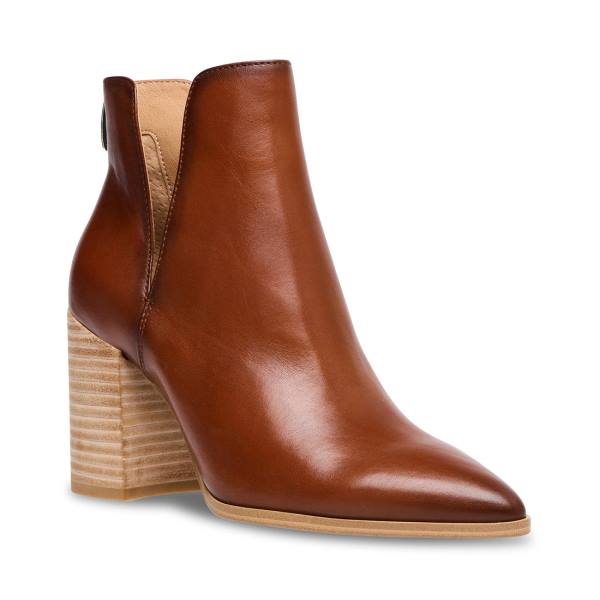 Steve Madden Darryn Cognac Leren Enkellaarsjes Dames Bruin | SM-506KS