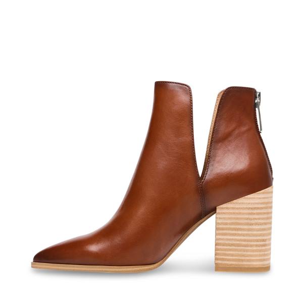 Steve Madden Darryn Cognac Leren Enkellaarsjes Dames Bruin | SM-506KS