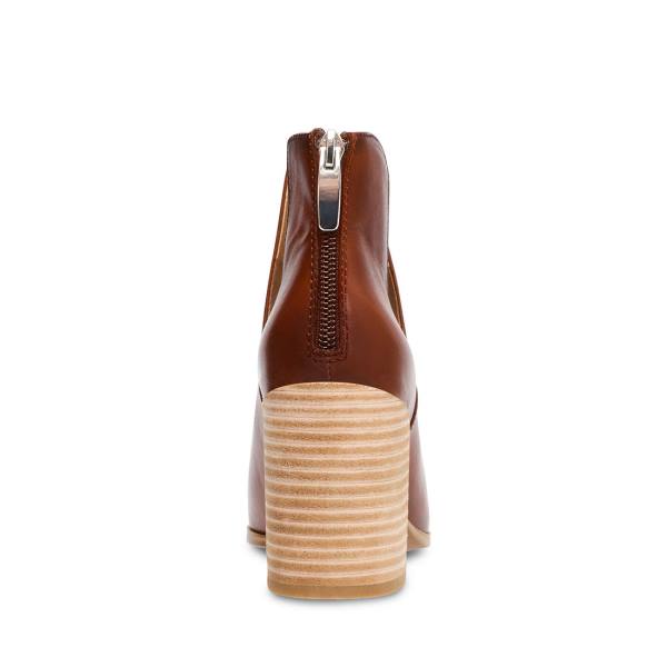 Steve Madden Darryn Cognac Leren Enkellaarsjes Dames Bruin | SM-506KS