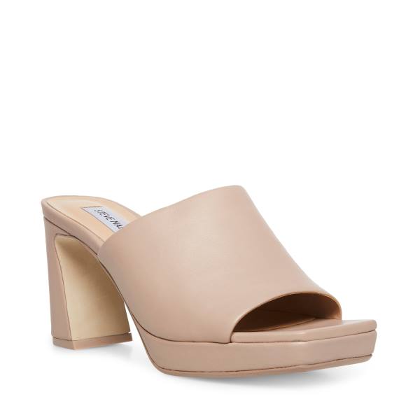 Steve Madden Dedicate Taupe Leren Heel Hakken Dames Grijs Bruin | SM-408YP