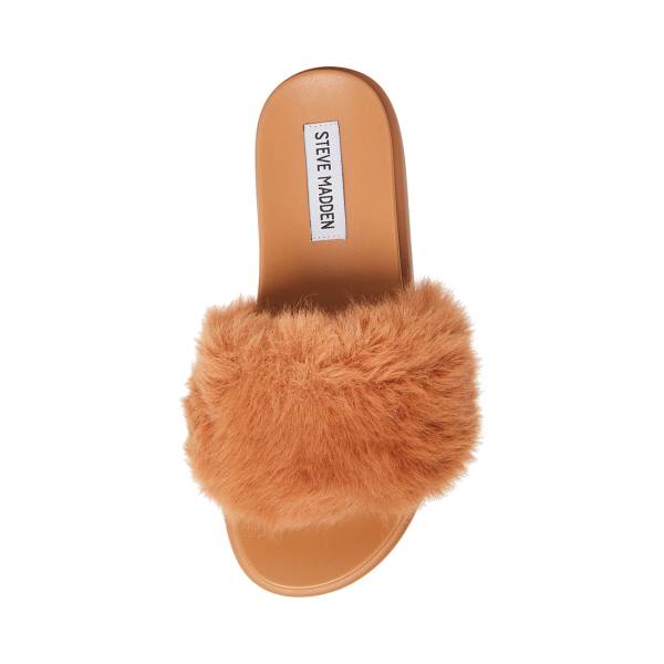 Steve Madden Delphina Tan Slippers Dames Bruin | SM-578TQ