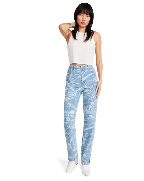 Steve Madden Denim Swirl Pants Broeken Dames Blauw | SM-605QE