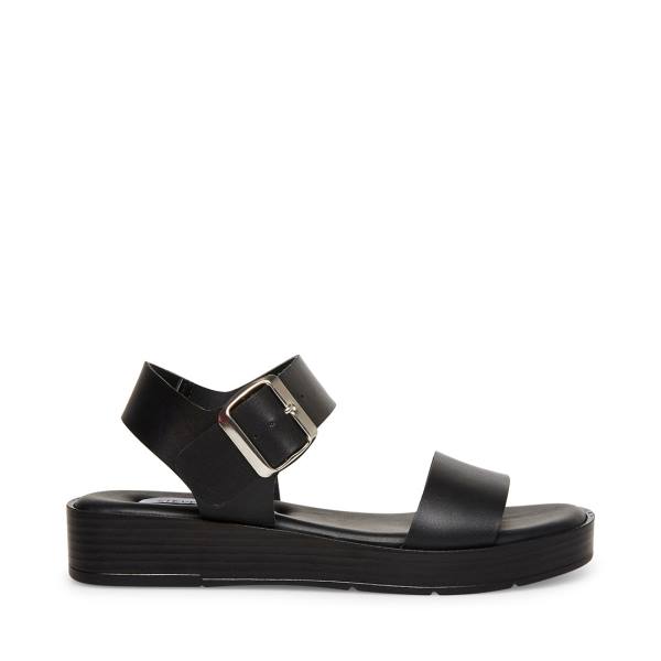 Steve Madden Destined Leren Sandalen Dames Zwart | SM-021ZF