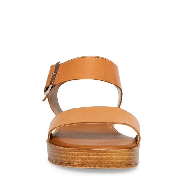 Steve Madden Destined Tan Leren Sandalen Dames Bruin | SM-415GL