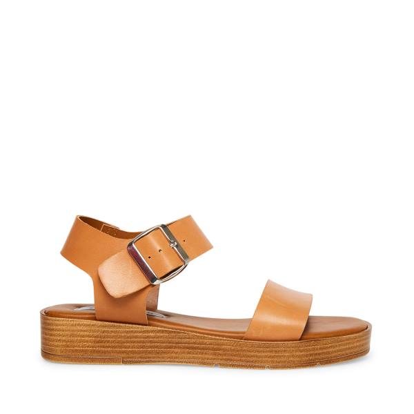 Steve Madden Destined Tan Leren Sandalen Dames Bruin | SM-415GL