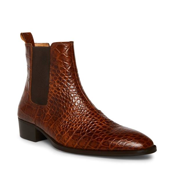 Steve Madden Dex-c Crocodile Enkellaarsjes Heren Bruin | SM-098IC