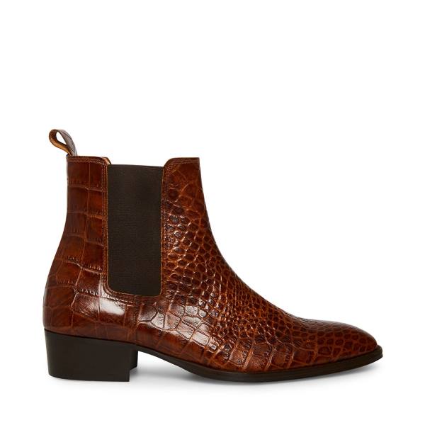 Steve Madden Dex-c Crocodile Enkellaarsjes Heren Bruin | SM-098IC