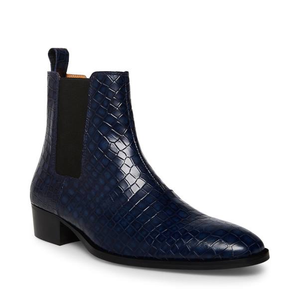 Steve Madden Dex-c Crocodile Enkellaarsjes Heren Blauw | SM-382VN