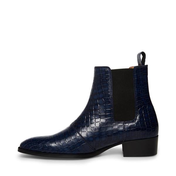 Steve Madden Dex-c Crocodile Enkellaarsjes Heren Blauw | SM-382VN