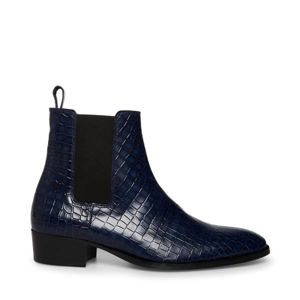 Steve Madden Dex-c Crocodile Enkellaarsjes Heren Blauw | SM-382VN