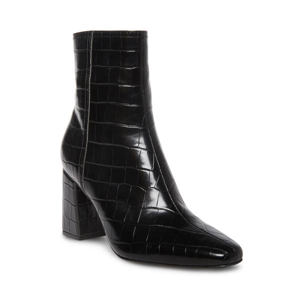 Steve Madden Divine Crocodile Enkellaarsjes Dames Zwart | SM-671BR