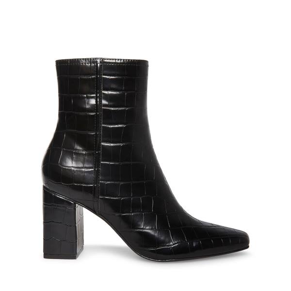 Steve Madden Divine Crocodile Enkellaarsjes Dames Zwart | SM-671BR