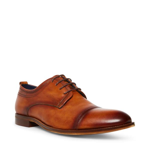 Steve Madden Doak Cognac Leren Werkschoenen Heren Bruin | SM-186CY