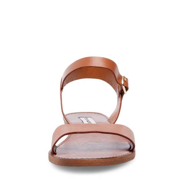 Steve Madden Donddi Tan Leren Sandalen Dames Bruin | SM-586KN