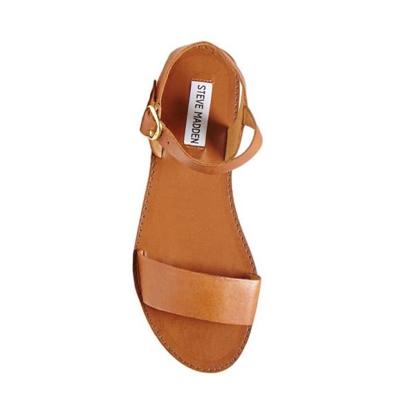 Steve Madden Donddi Tan Leren Sandalen Dames Bruin | SM-586KN