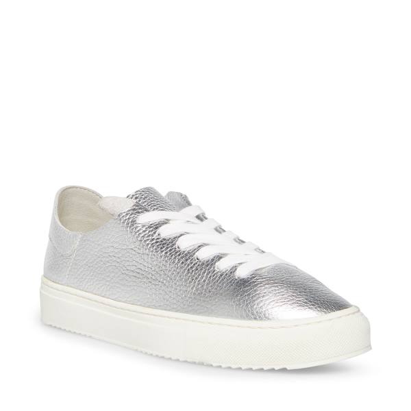 Steve Madden Dorey Leren Sneakers Dames Zilver | SM-396SO