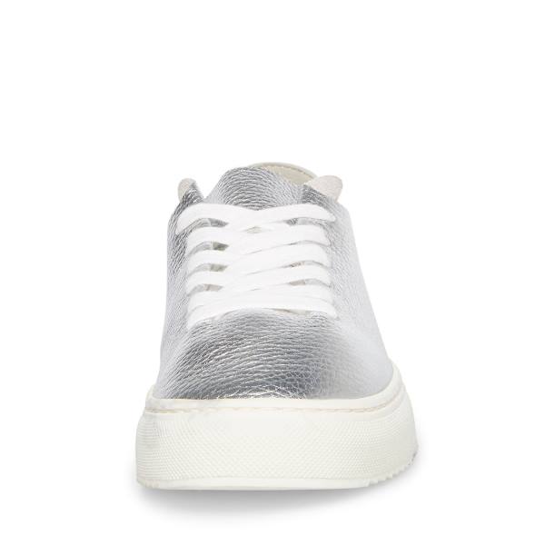 Steve Madden Dorey Leren Sneakers Dames Zilver | SM-396SO