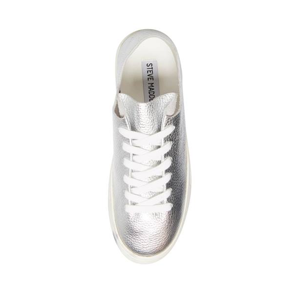 Steve Madden Dorey Leren Sneakers Dames Zilver | SM-396SO