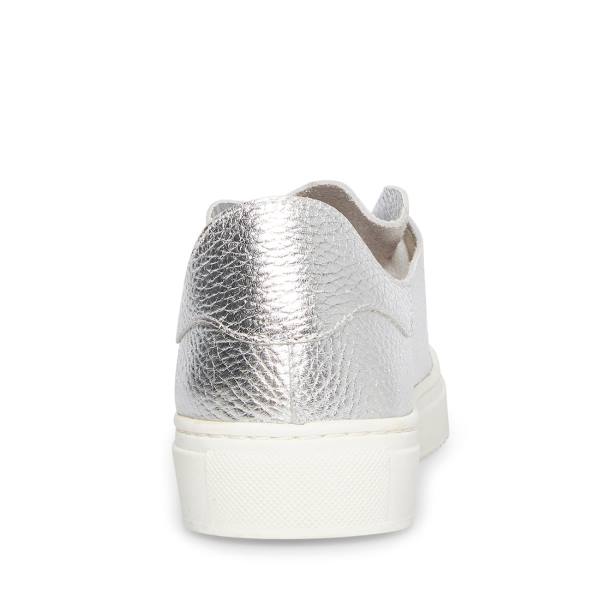 Steve Madden Dorey Leren Sneakers Dames Zilver | SM-396SO