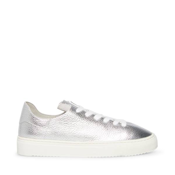 Steve Madden Dorey Leren Sneakers Dames Zilver | SM-396SO