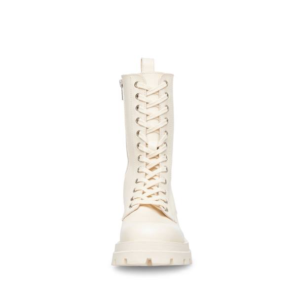 Steve Madden Ebba Bone Leren Enkellaarsjes Dames Beige | SM-726EP