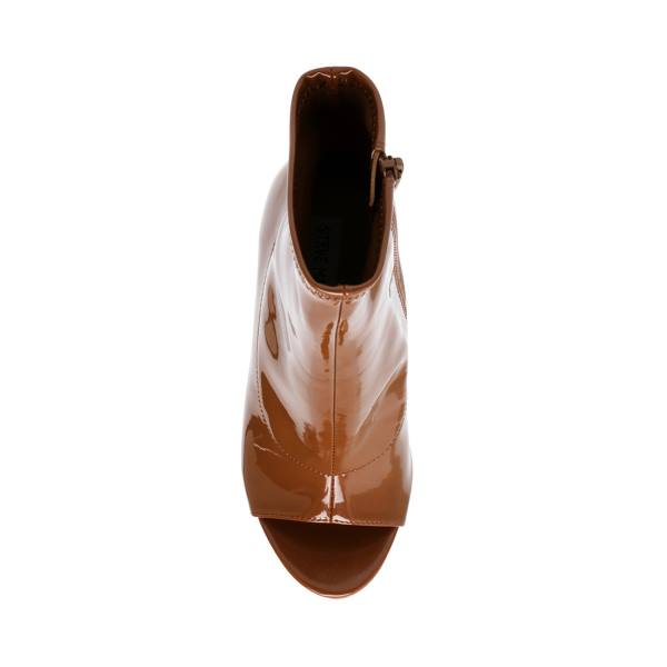 Steve Madden Elettra Cognac Lak Enkellaarsjes Dames Bruin | SM-921MS