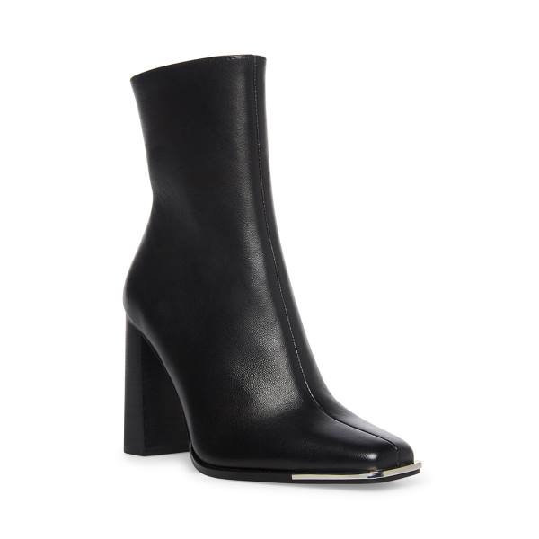 Steve Madden Falcon Leren Enkellaarsjes Dames Zwart | SM-307RD