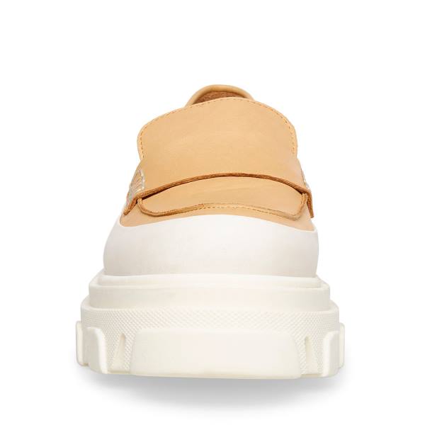 Steve Madden Flossie Tan Leren Loafers Dames Beige | SM-270IQ