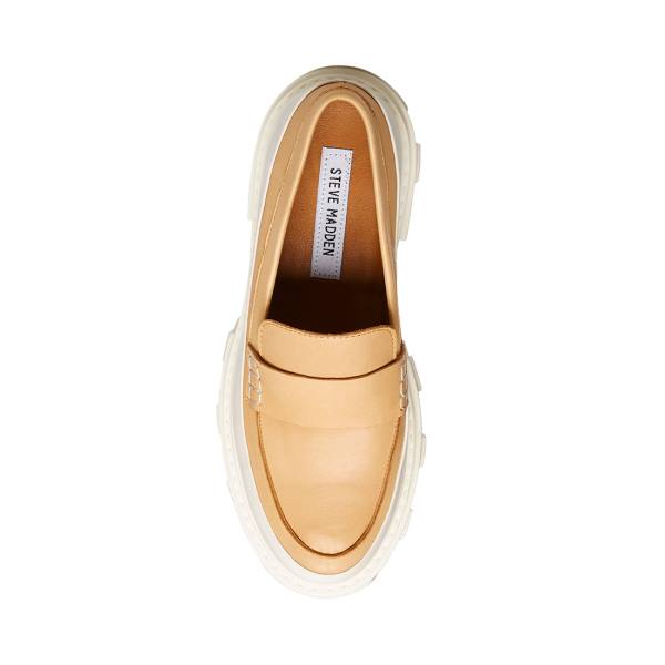 Steve Madden Flossie Tan Leren Loafers Dames Beige | SM-270IQ