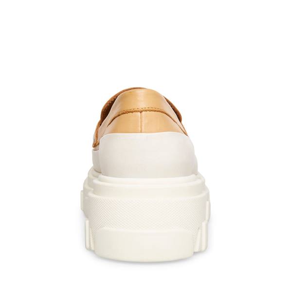 Steve Madden Flossie Tan Leren Loafers Dames Beige | SM-270IQ