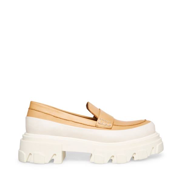 Steve Madden Flossie Tan Leren Loafers Dames Beige | SM-270IQ