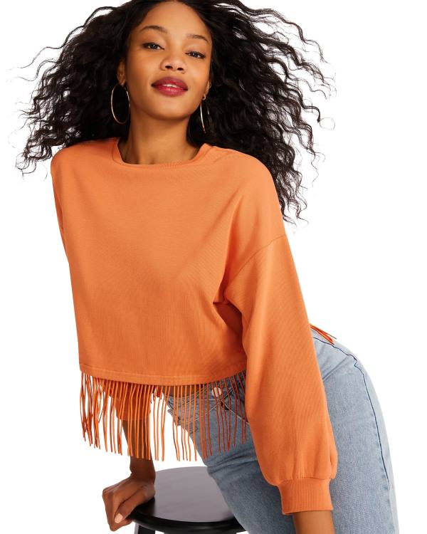 Steve Madden Fringe Crew Neck Topjes Dames Oranje | SM-023NM