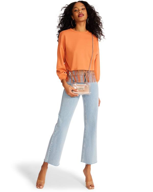 Steve Madden Fringe Crew Neck Topjes Dames Oranje | SM-023NM