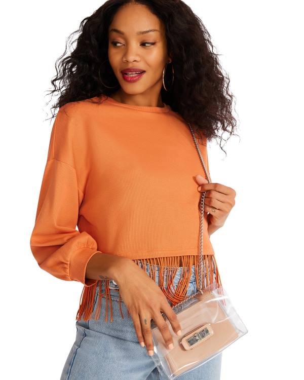 Steve Madden Fringe Crew Neck Topjes Dames Oranje | SM-023NM