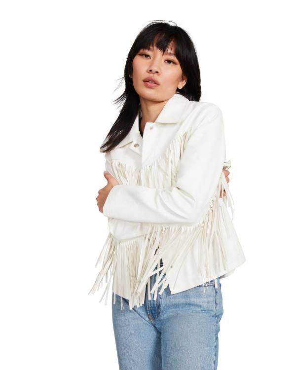 Steve Madden Fringe Jassen Dames Wit | SM-872RF