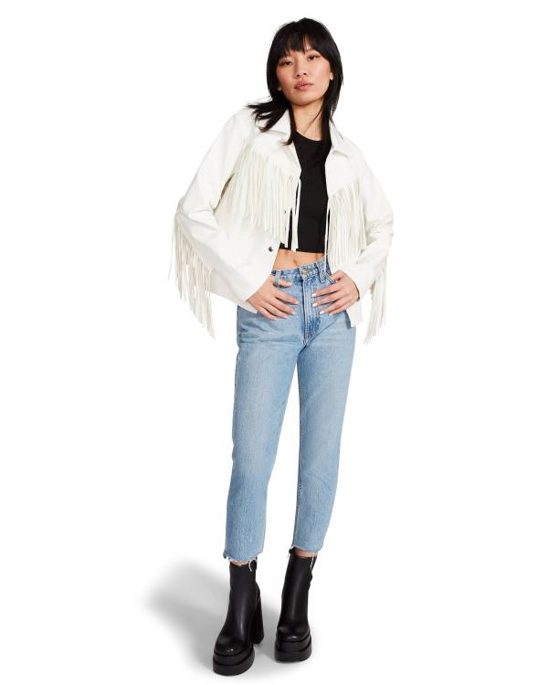 Steve Madden Fringe Jassen Dames Wit | SM-872RF