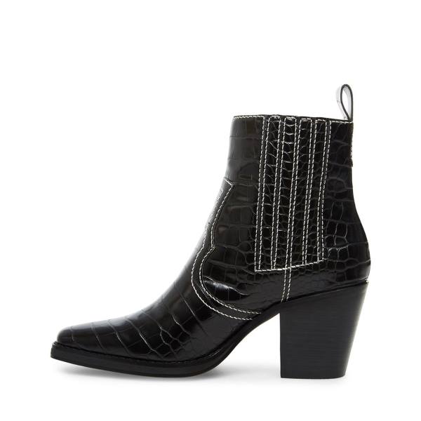 Steve Madden Geniva Crocodile Enkellaarsjes Dames Zwart | SM-178FB