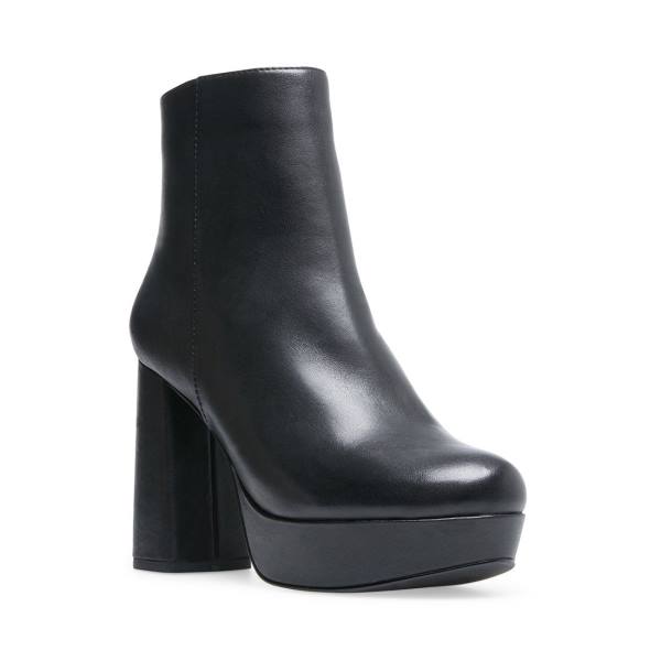 Steve Madden Grate Leren Enkellaarsjes Dames Zwart | SM-180OH