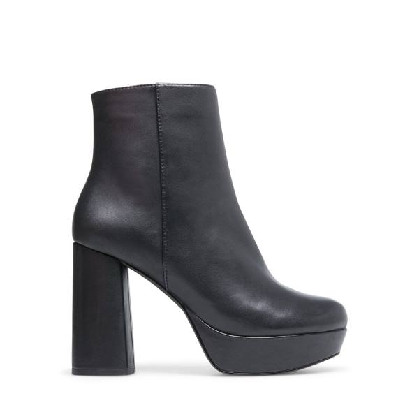 Steve Madden Grate Leren Enkellaarsjes Dames Zwart | SM-180OH