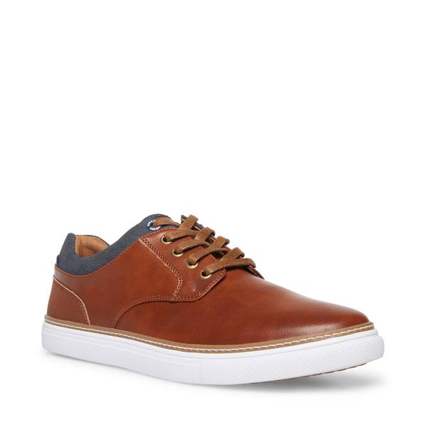 Steve Madden Gully Tan Leren Sneakers Heren Bruin | SM-018ZQ