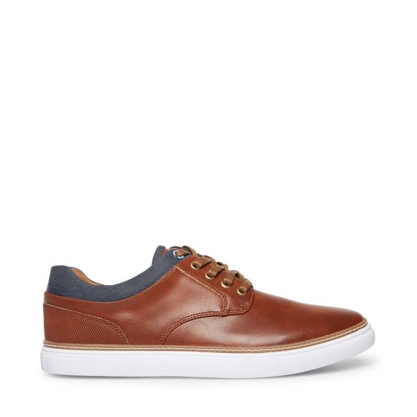 Steve Madden Gully Tan Leren Sneakers Heren Bruin | SM-018ZQ