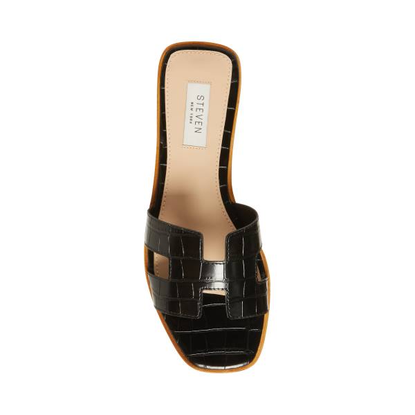 Steve Madden Hadyn Crocodile Sandalen Dames Zwart | SM-462IQ