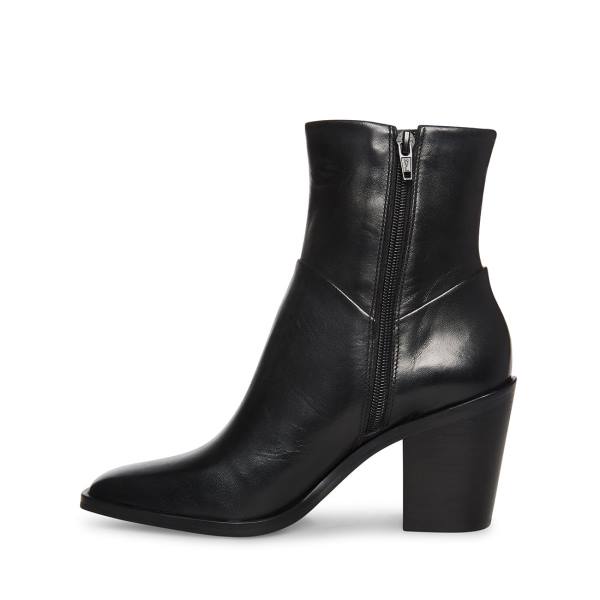 Steve Madden Harmen Leren Enkellaarsjes Dames Zwart | SM-721QD