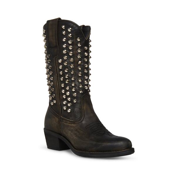 Steve Madden Hayward-s Distressed Laarzen Dames Zwart | SM-851WQ