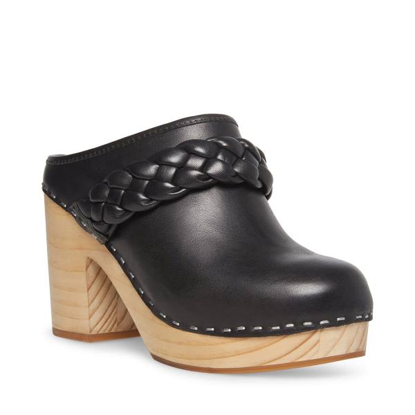 Steve Madden Highland Leren Heel Hakken Dames Zwart | SM-852AU