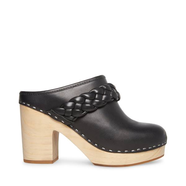 Steve Madden Highland Leren Heel Hakken Dames Zwart | SM-852AU