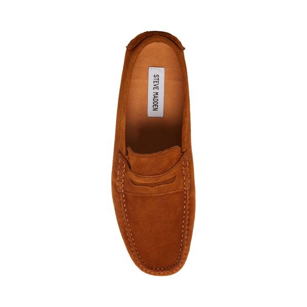 Steve Madden Italo Cognac Suede Loafers Heren Bruin | SM-064BG