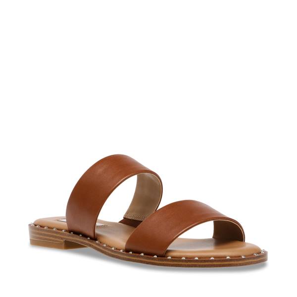 Steve Madden Ivara Cognac Leren Sandalen Dames Bruin | SM-278FU